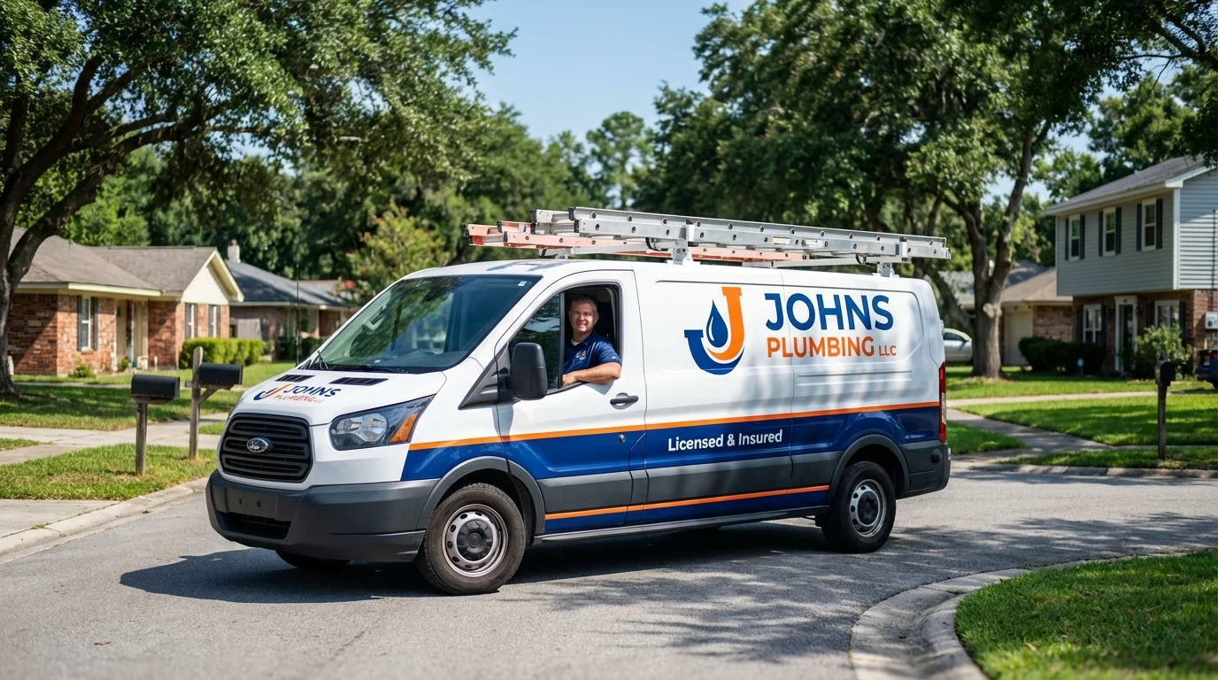 Johns Plumbing LLC service van in Spirit Lake, IA