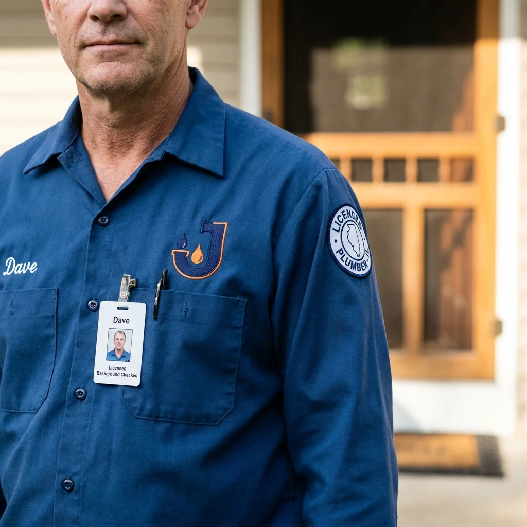 Licensed plumber showing ID badge in Spirit Lake, IA